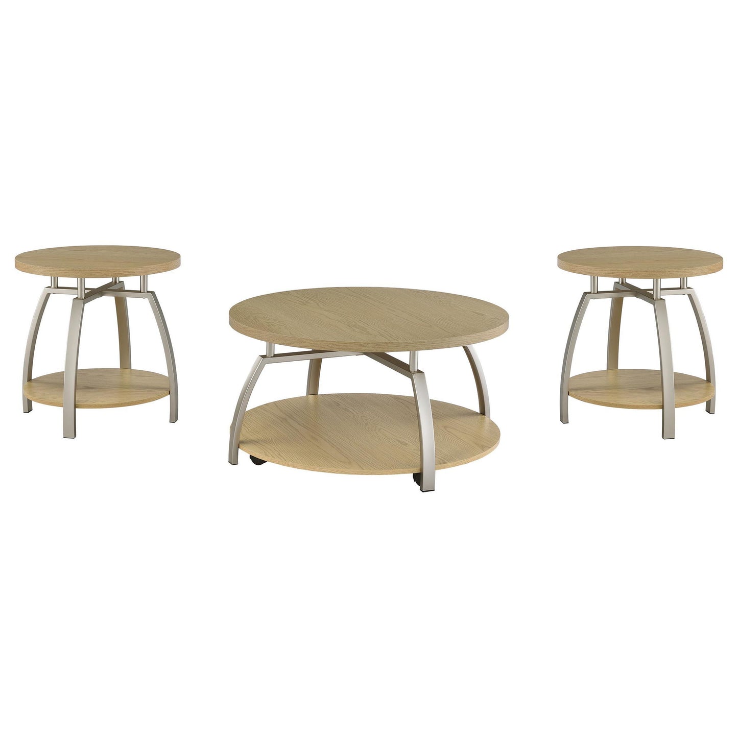 Dacre 3-piece Round Coffee and End Table Set Greige
