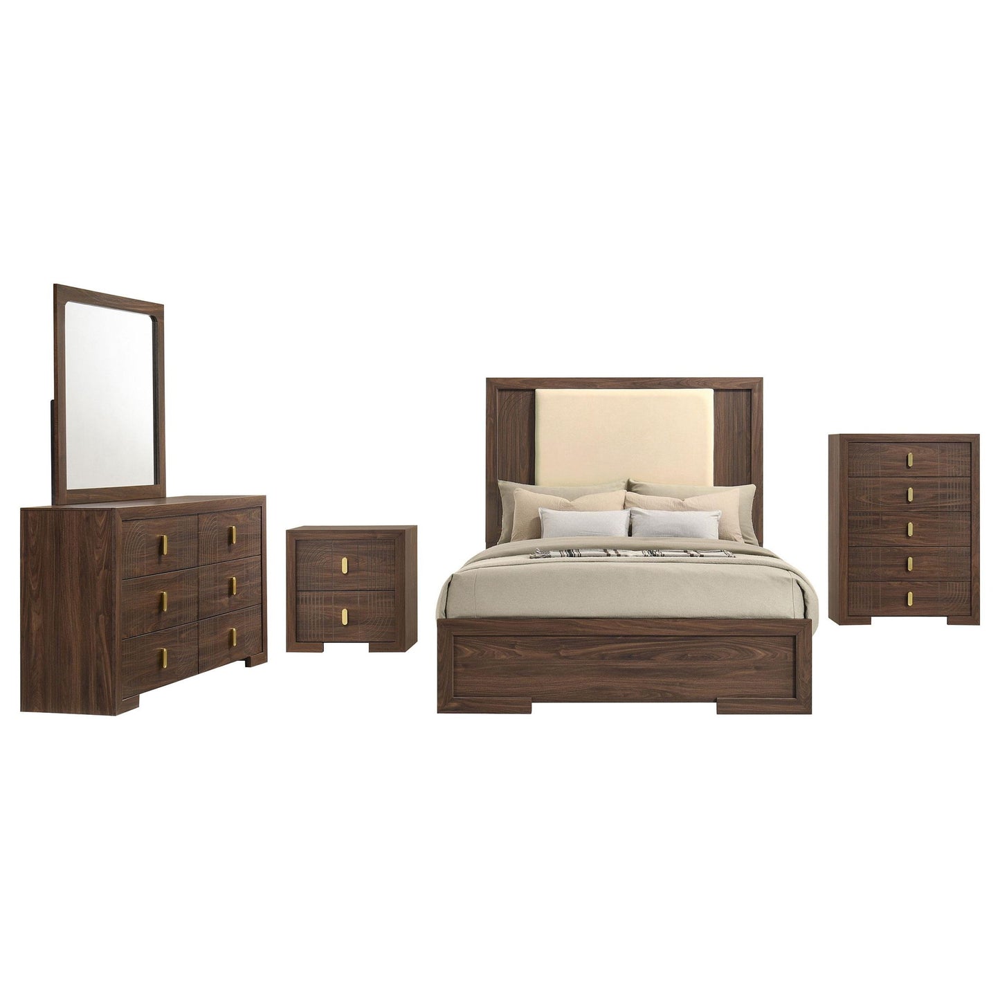 Etienne 5-piece Full Bedroom Set Walnut