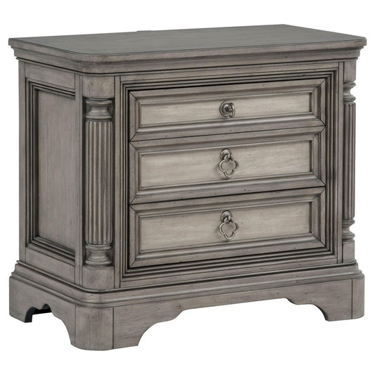 Cresswell 3-drawer Nightstand Bedside Table Weathered Taupe