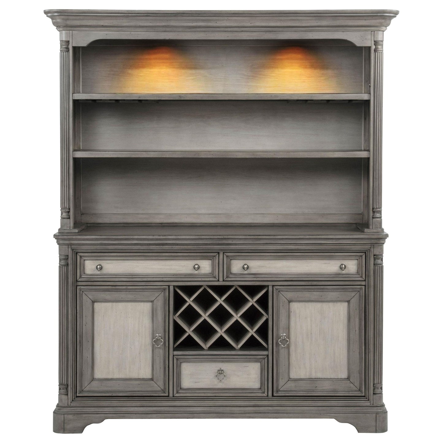 Cresswell 2-door 3-drawer Buffet and Hutch Weathered Taupe