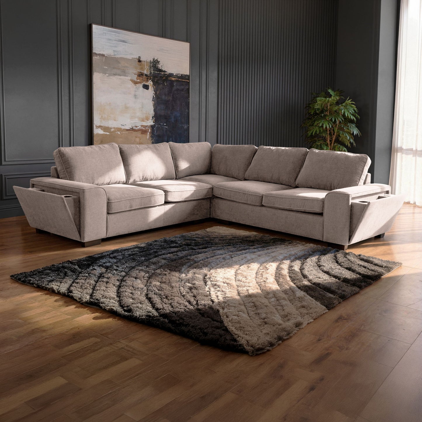 Dayne - 3 Piece Sleeper Sectional - Gray