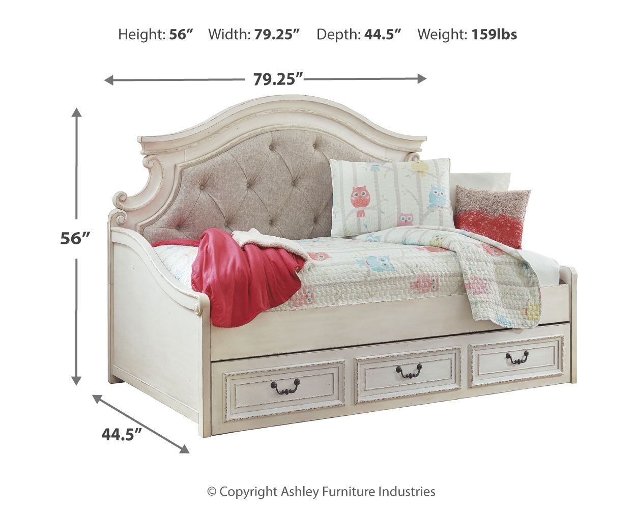 Realyn - Twin Day Bed With Storage - Chipped White