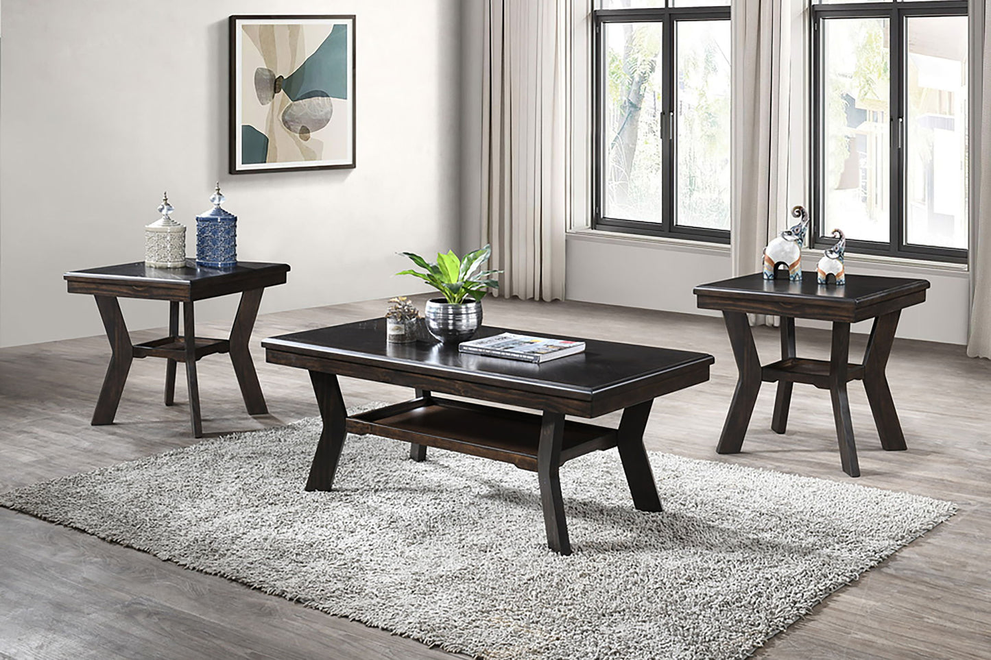 Gia - 3 Piece Occasional Set (1 Coffee & 2 End Tables) - Brown