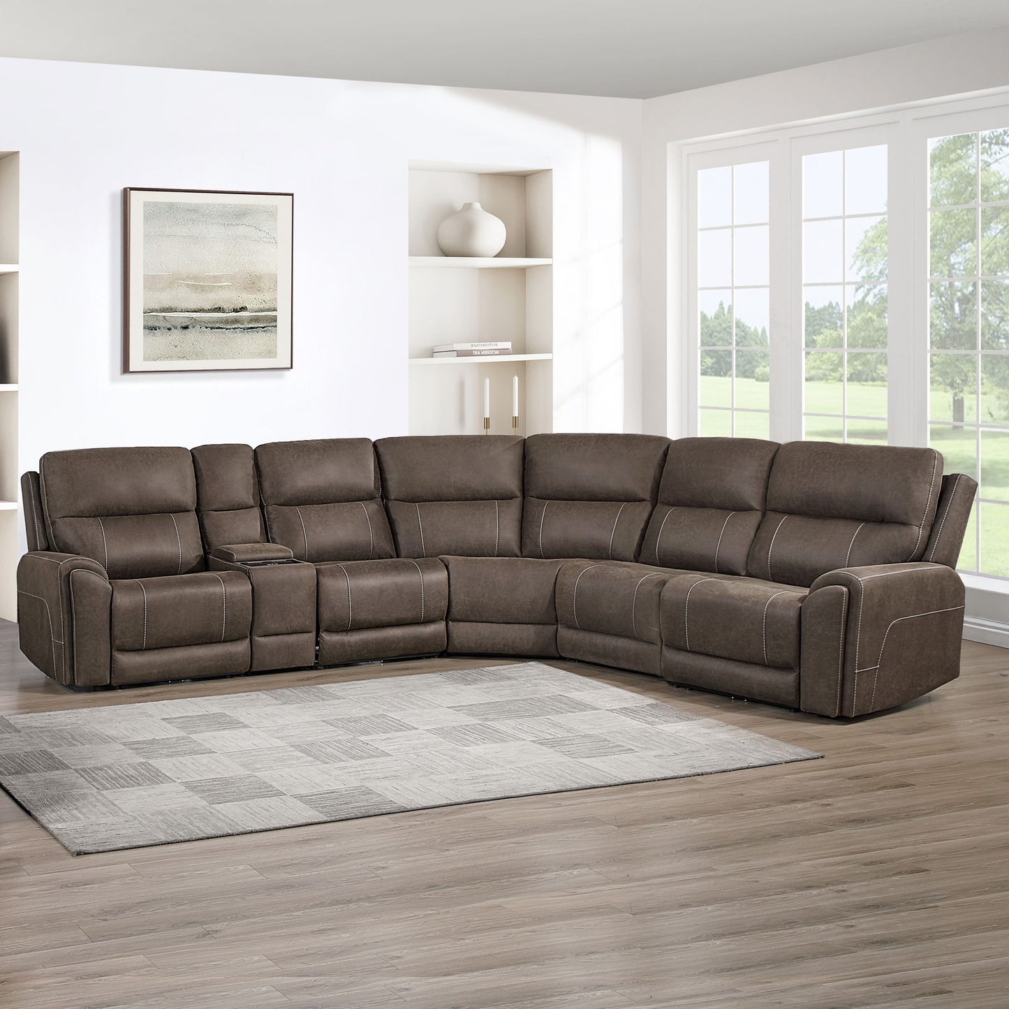 Gaia - 6 Piece P2 Power Sectional - Brown