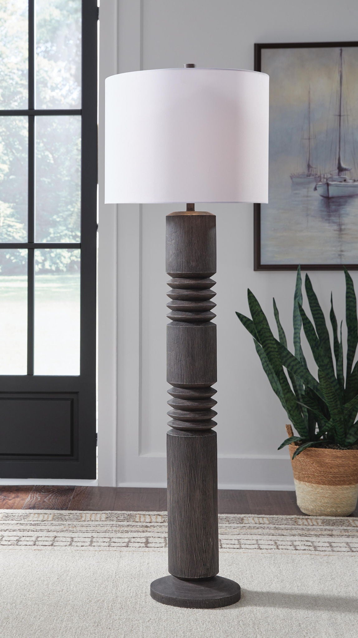 Fainwell - Poly Floor Lamp - Distressed Black
