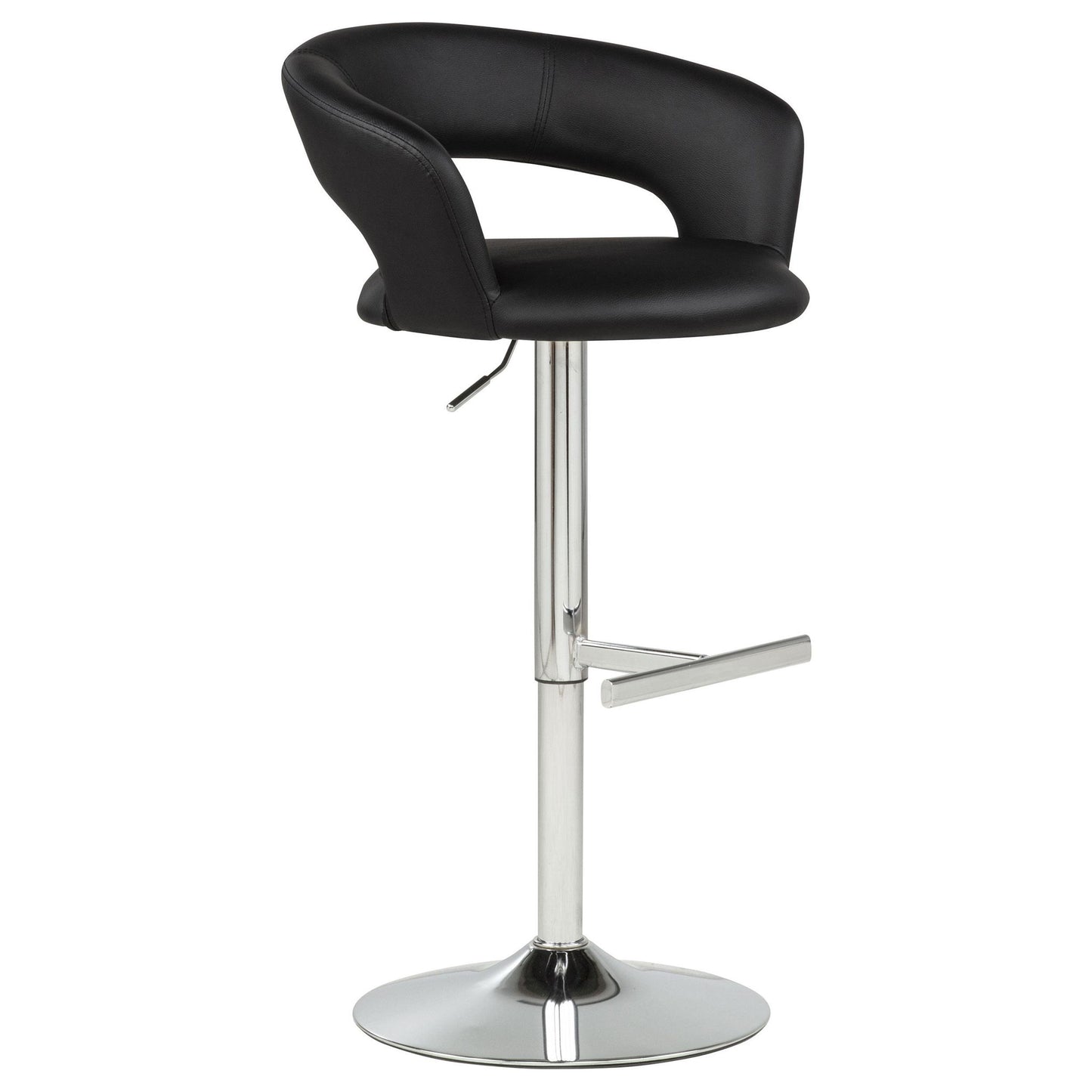 Travia Adjustable Leatherette Swivel Bar Stool Black and Chrome