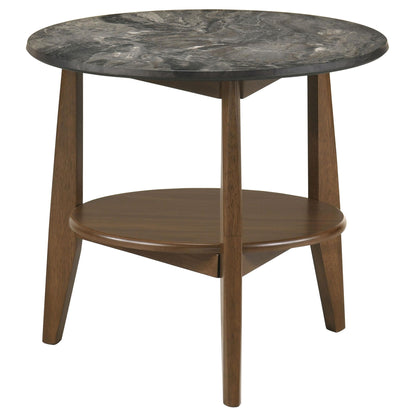 Bradley Round SmartTop End Side Table Smokey Grey and Dark Brown