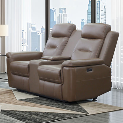Keldon - Reclining Console Loveseat With Power Footrest - Brown