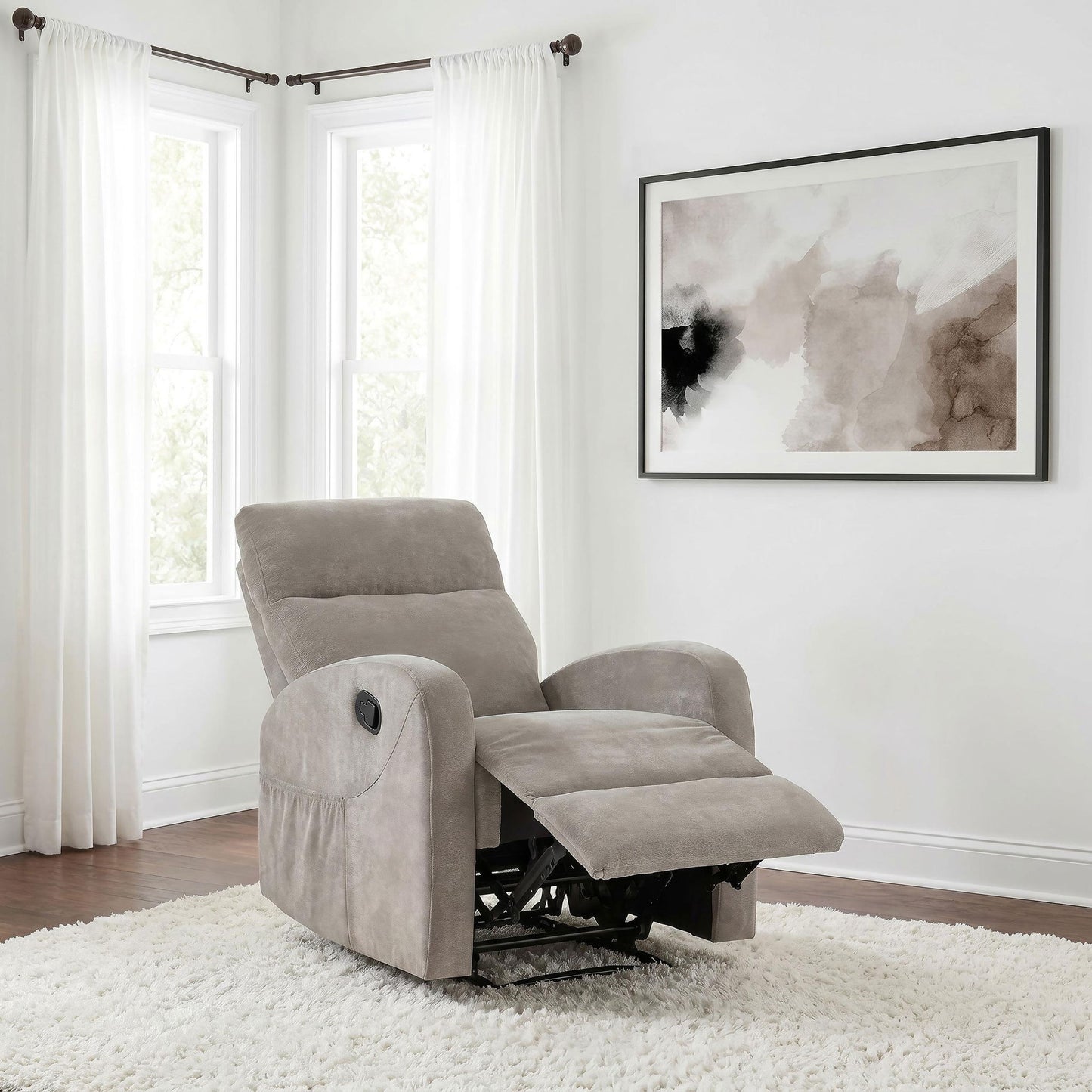 Hamilton Chenille Manual Recliner Sand