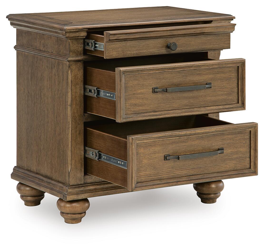 Karallin - Three Drawer Night Stand - Medium Brown