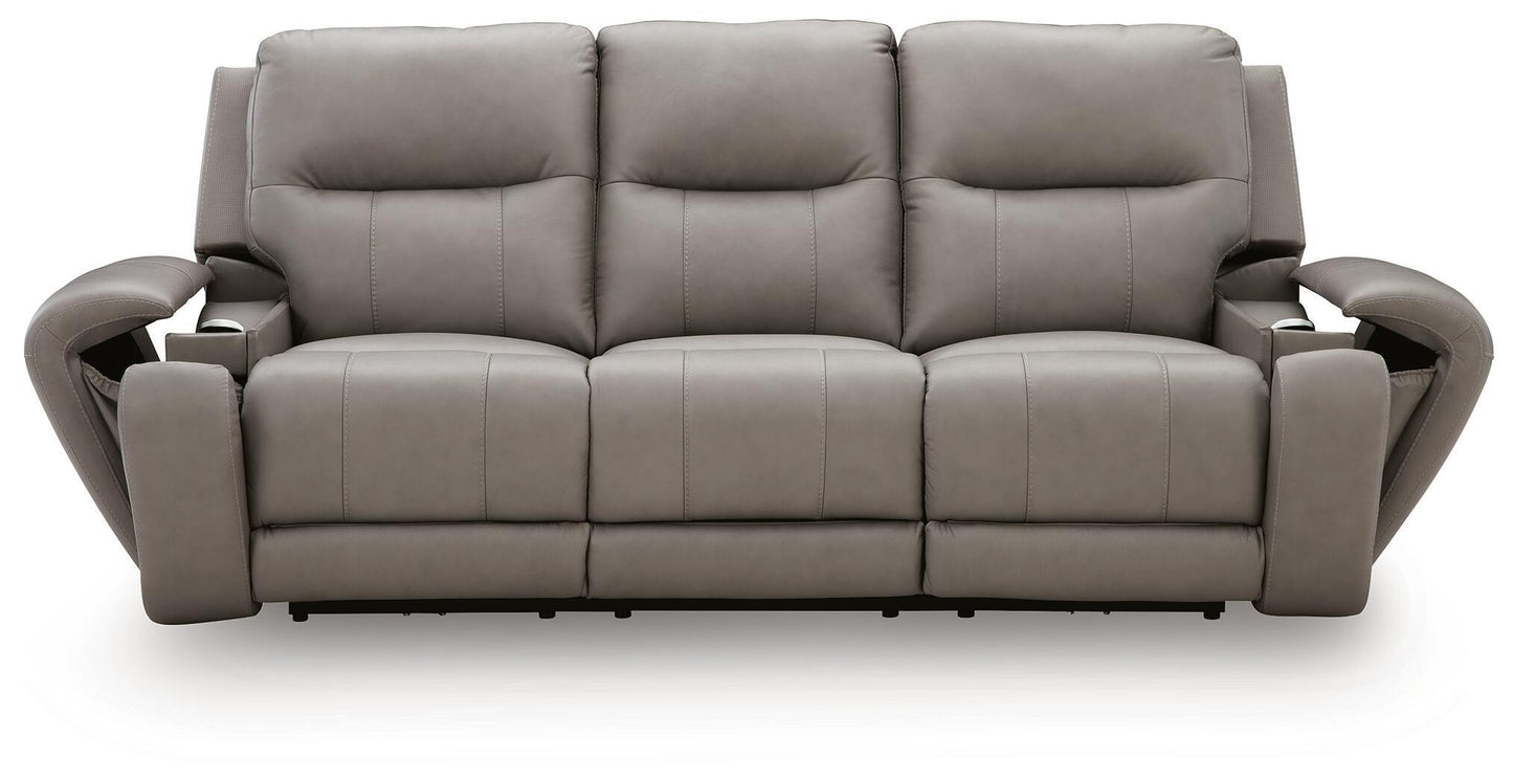 Real Moments - Power Reclining Sofa With Audio Seating - Ash