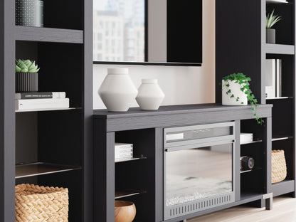 Cayberry - 3-Piece Entertainment Center With Electric Fireplace - Black