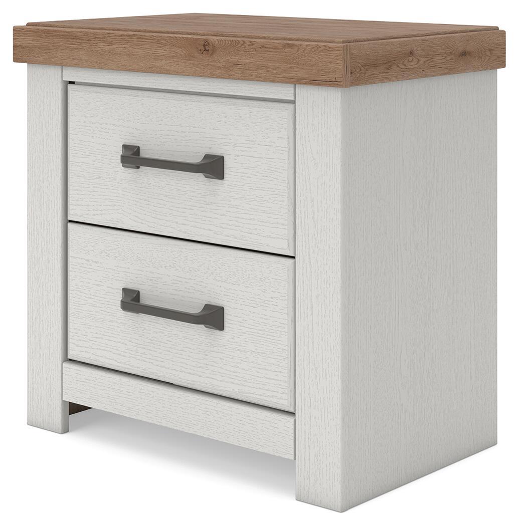 Savonport - Two Drawer Night Stand - White / Brown