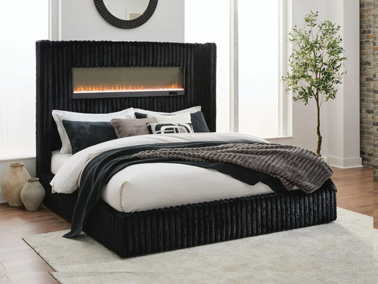 Tayleena - Upholstered Bed With Fireplace And Wireless Audio