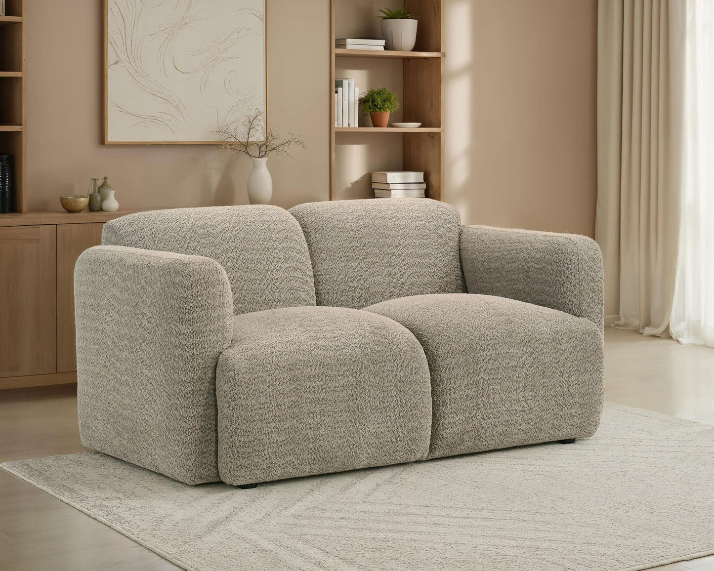Dorset Fabric Upholstered Round Track Arm Loveseat Brown