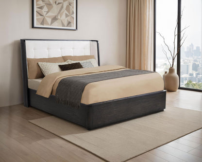 Leandro 55-inch California King Wingback Bed Burnished Black