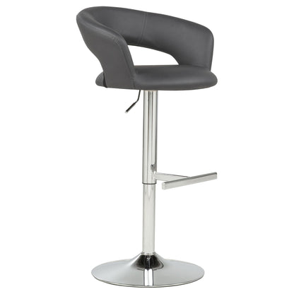 Travia Adjustable Leatherette Swivel Bar Stool Grey and Chrome