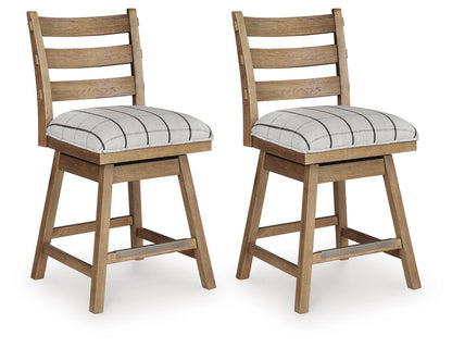 Ridgester - Upholstered Swivel Barstool (Set of 2) - Light Brown