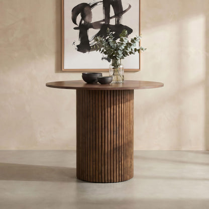 Hamlyn 43-inch Round Wood Counter Height Dining Table Walnut