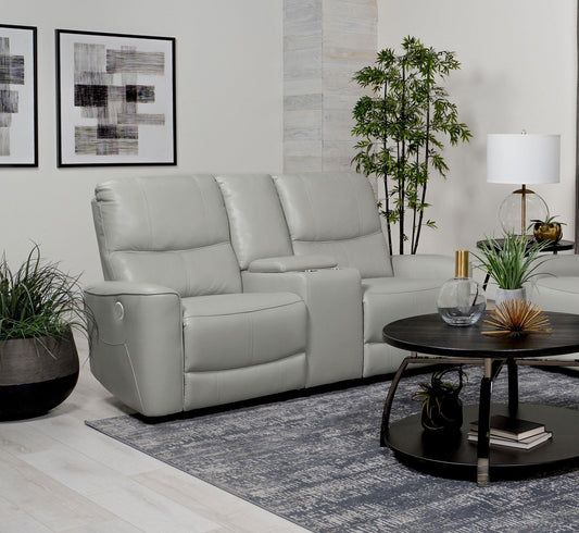 Greenfield Upholstered Power Reclining Loveseat Dove Grey