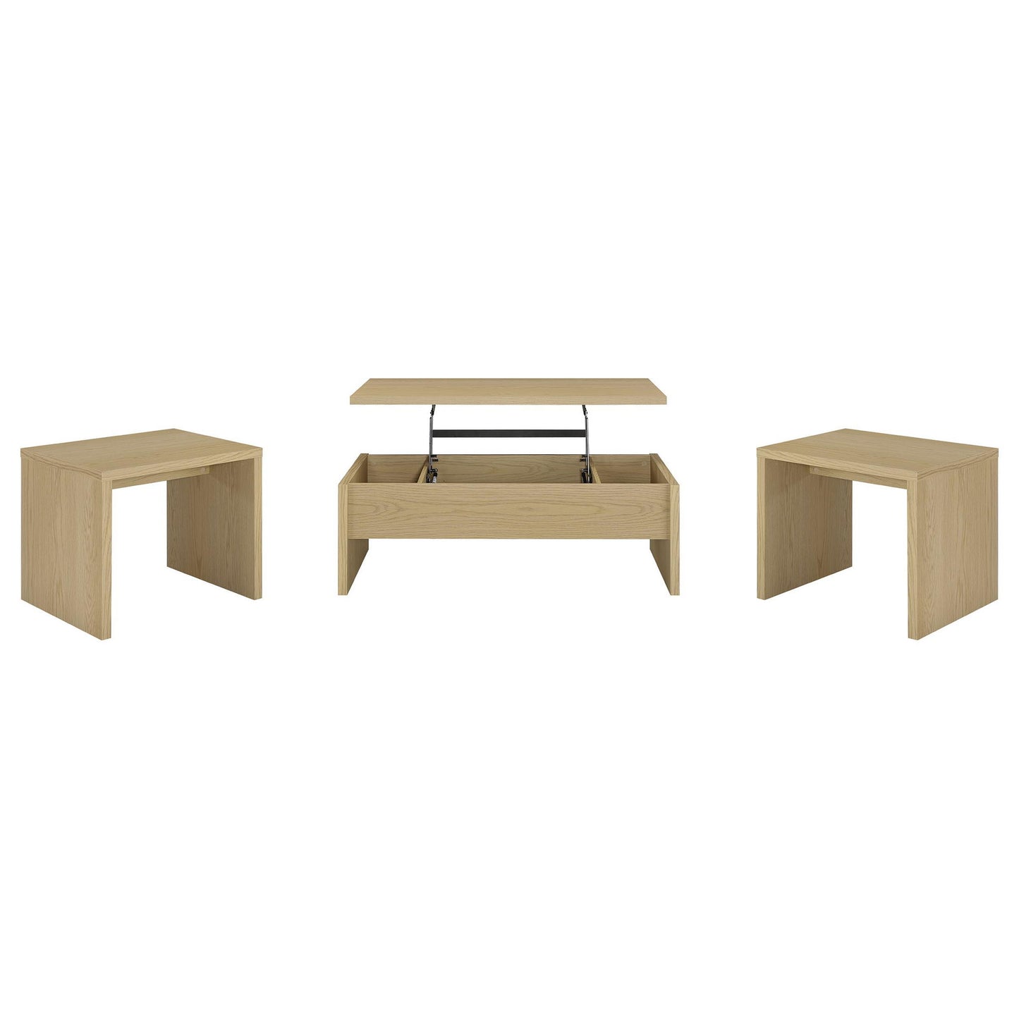 Canoga 3-piece Lift Top Cocktail Coffee Table Set Light Oak