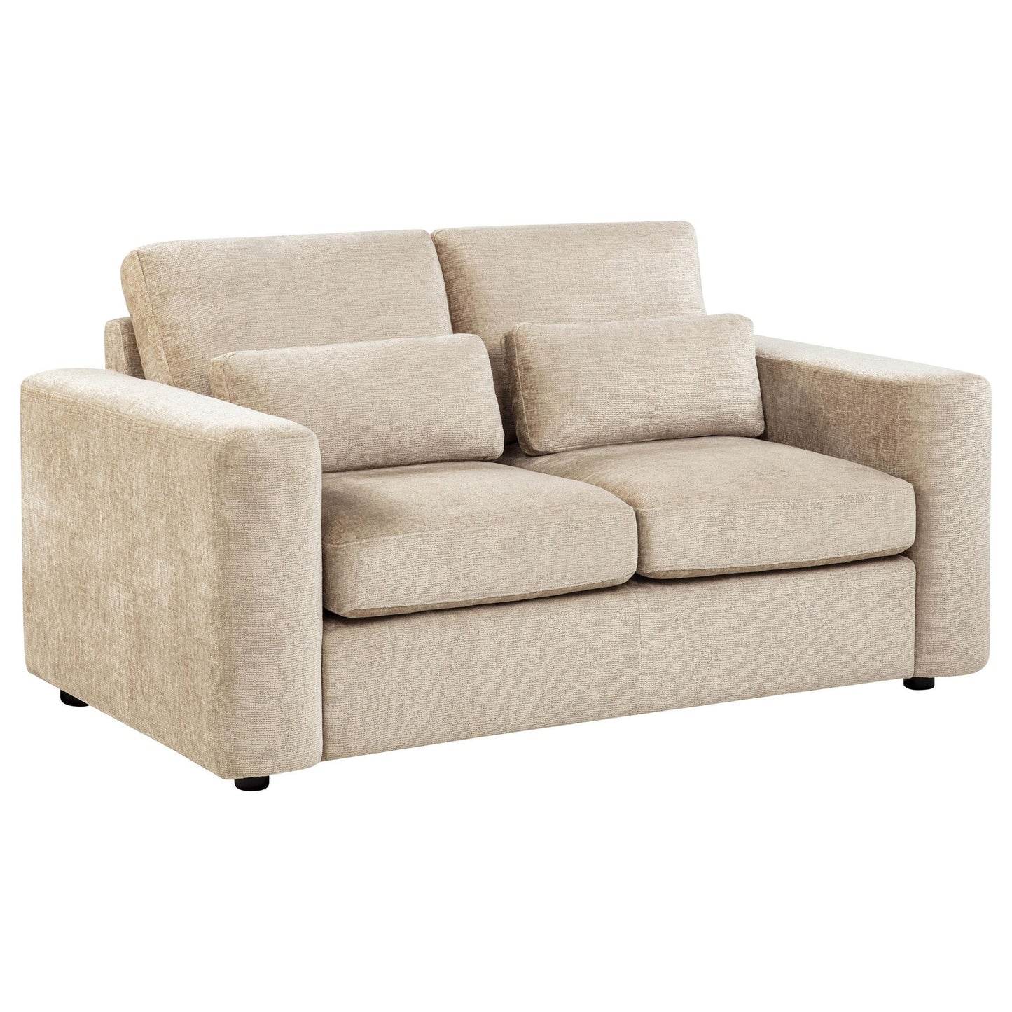 Amador Chenille Upholstered Track Arm Loveseat Camel
