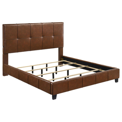 Farrell California King Leatherette Panel Bed Brown