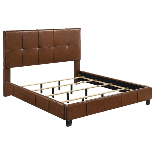 Farrell California King Leatherette Panel Bed Brown