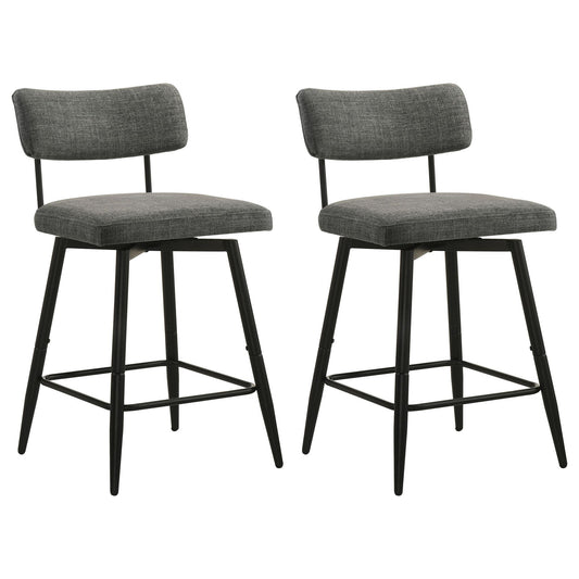 Levine Fabric Upholstered Swivel Counter Chair Grey (Set of 2)