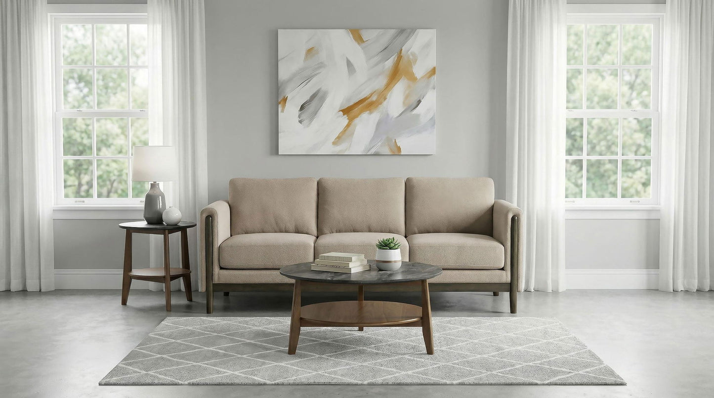 Islington Fabric Upholstered Panel Arm Sofa Taupe