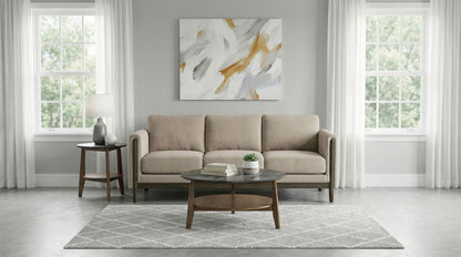 Islington Fabric Upholstered Panel Arm Sofa Taupe