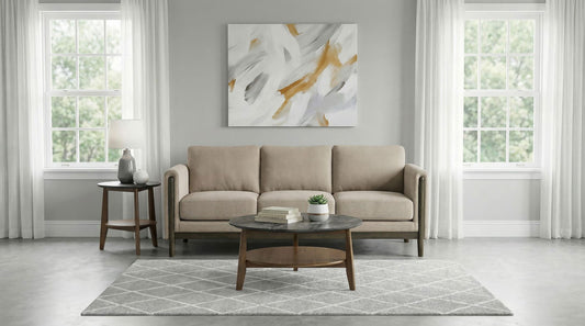 Islington Fabric Upholstered Panel Arm Sofa Taupe