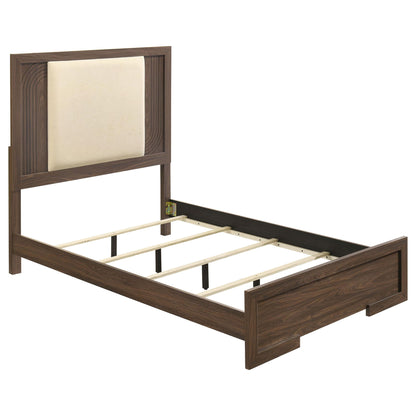 Etienne Full Velvet Upholstered Panel Bed Walnut