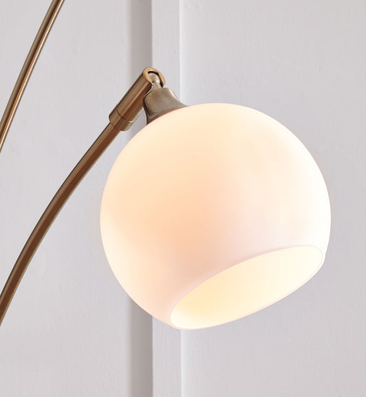 Taliya - Metal Arc Lamp  - Champagne / White