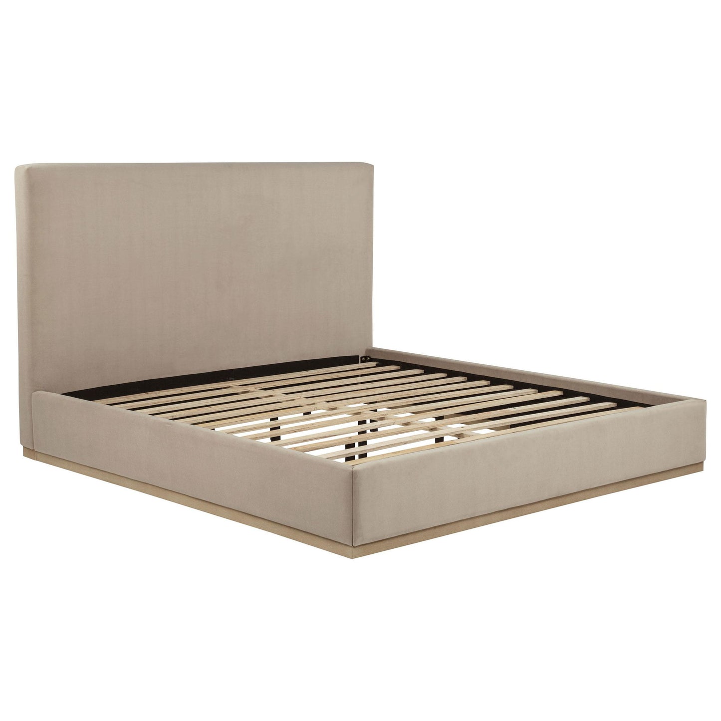 Knox Eastern King Fabric Upholstered Platform Bed Khaki