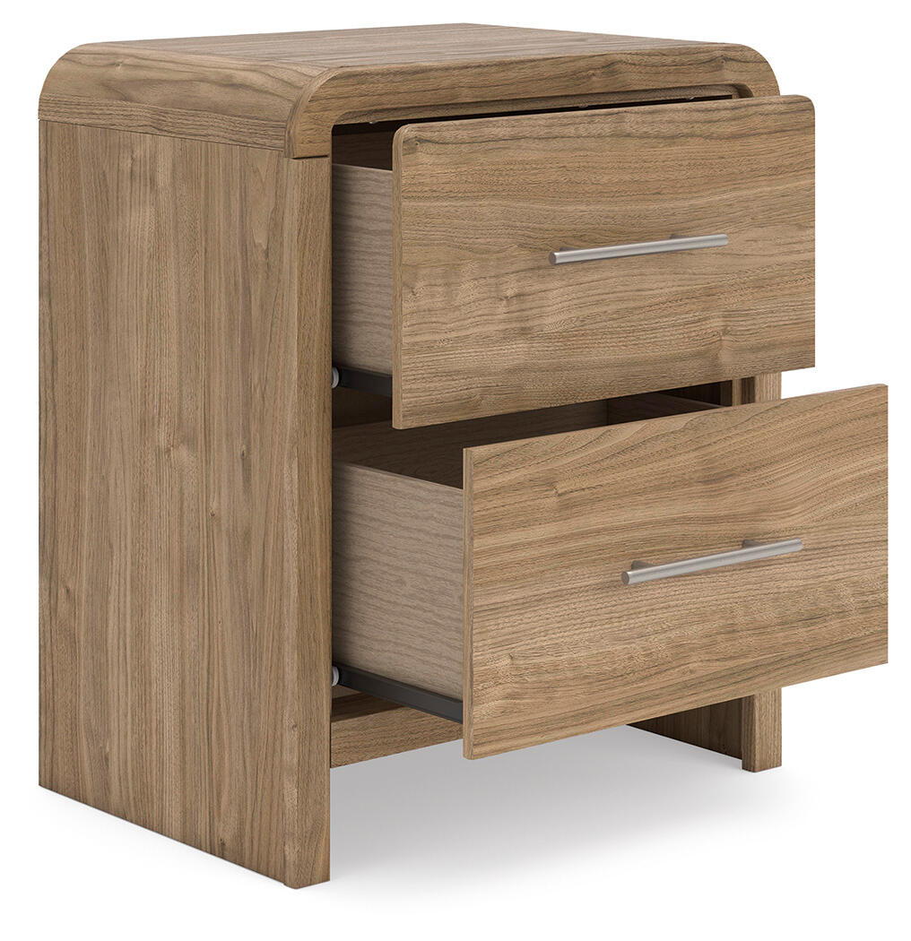 Gramburg - Two Drawer Night Stand - Warm Natural Brown