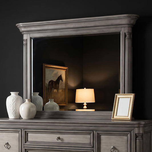 Cresswell Rectangular Dresser Mirror Weathered Taupe