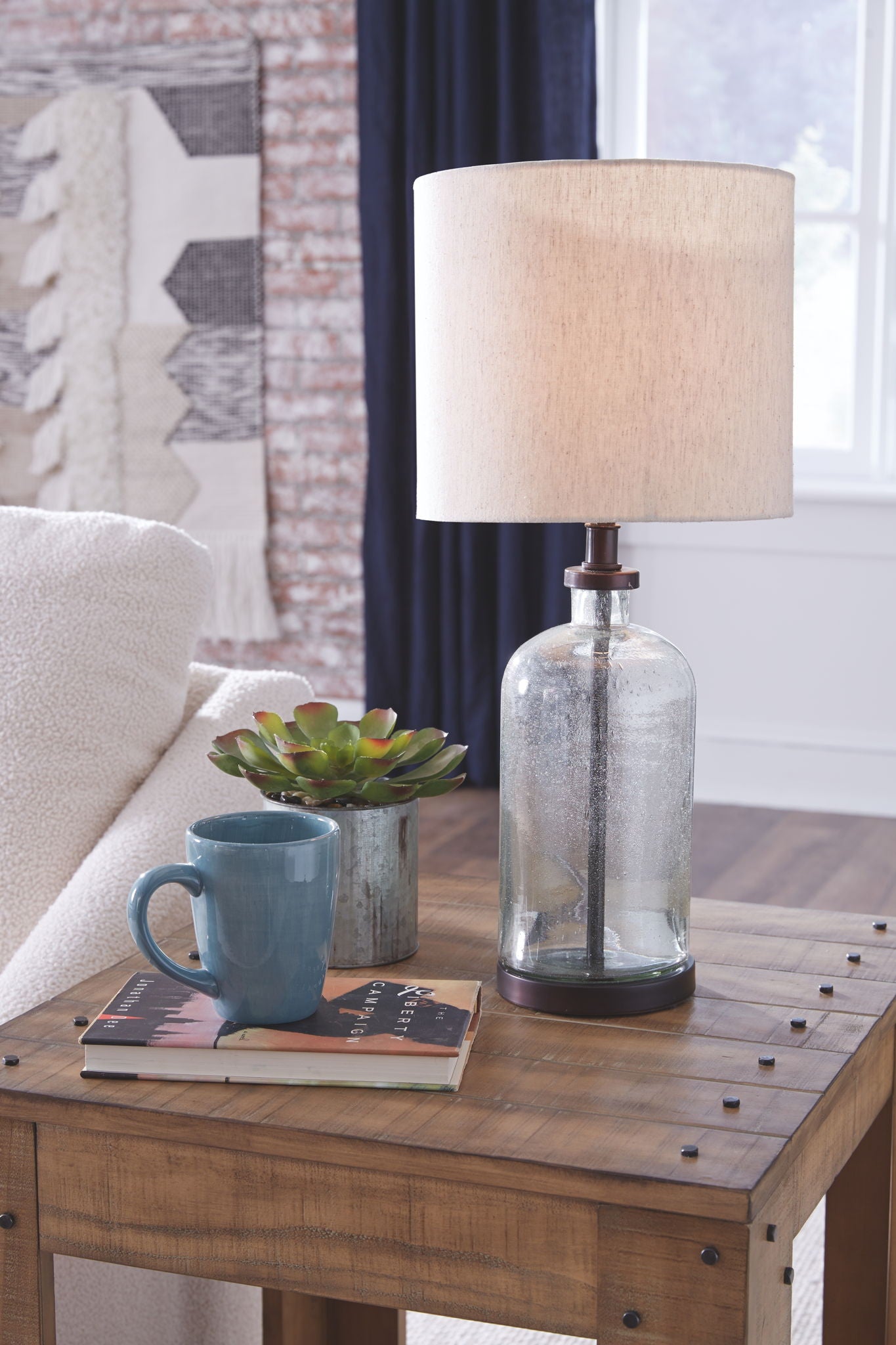 Bandile - Glass Table Lamp  - Clear / Bronze Finish
