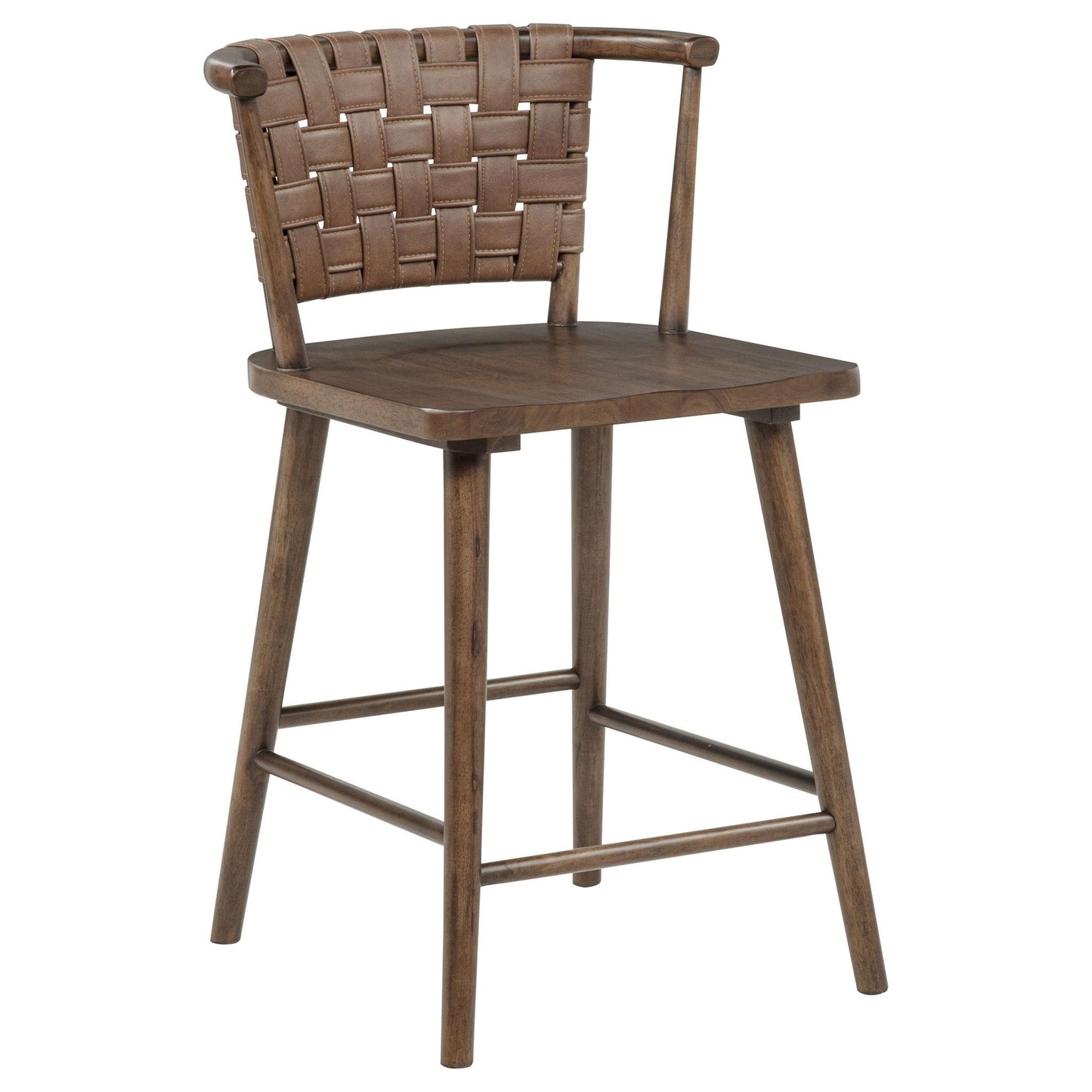 Tallis Woven Leatherette Back Counter Chair Brown (Set of 2)