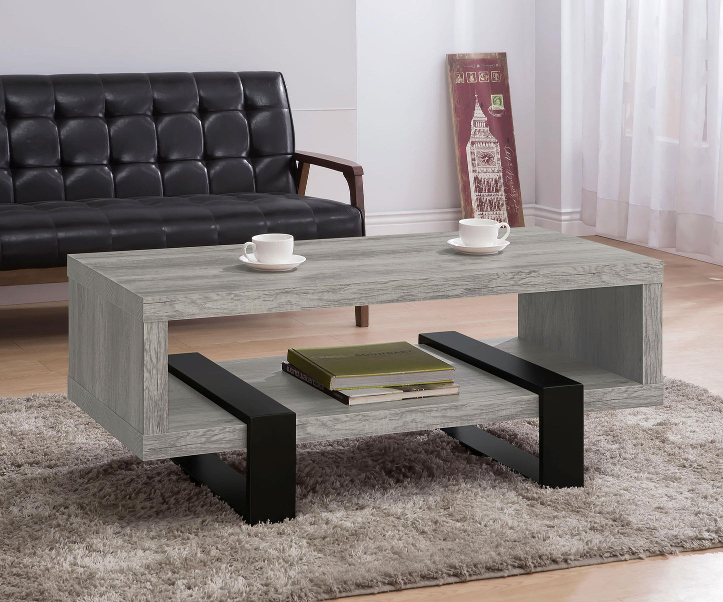 Dinard Engineered Wood Cocktail Coffee Table Grey Driftwood