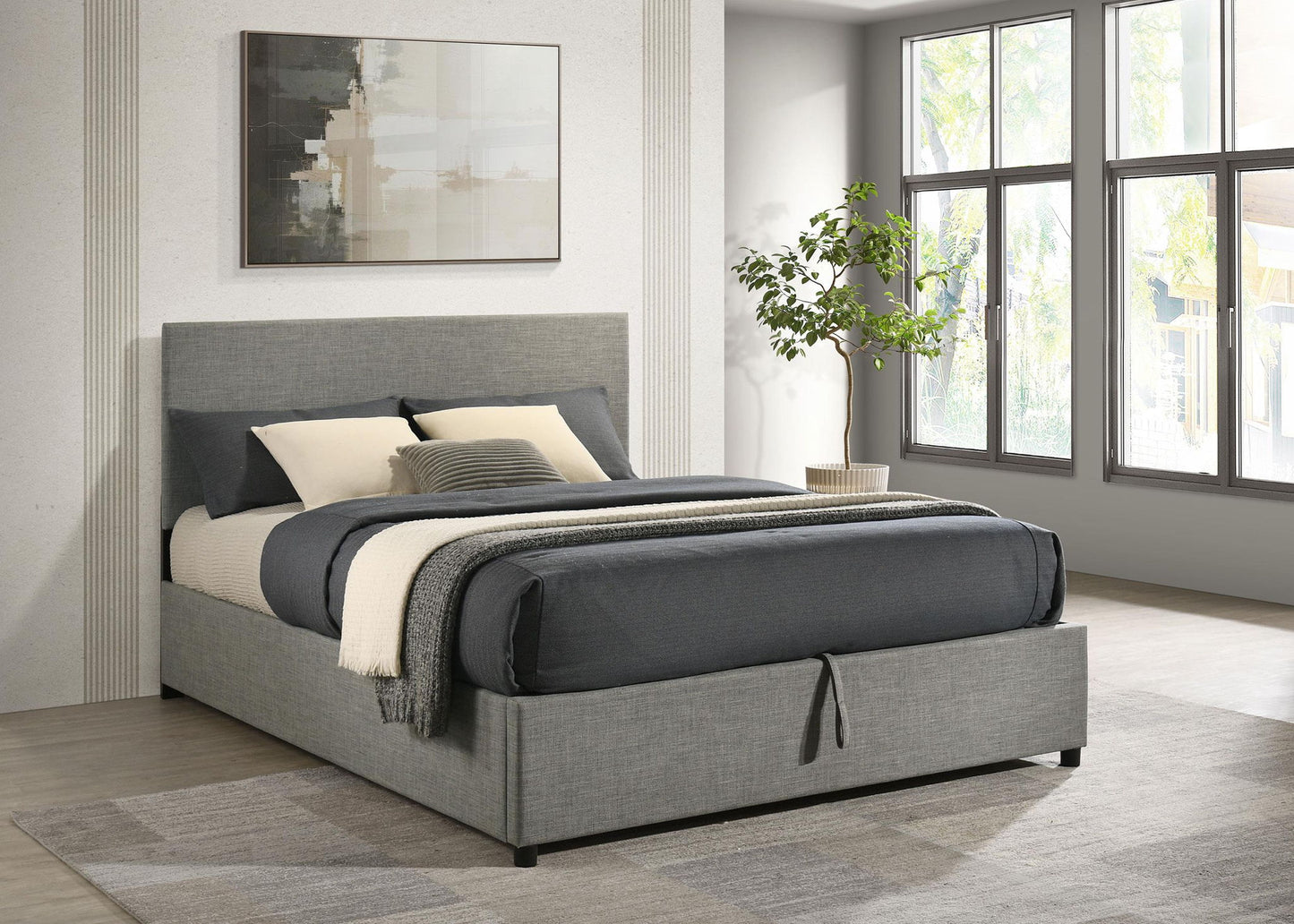 Reeves Upholstered Full Lift-Top Storage Platform Bed Grey