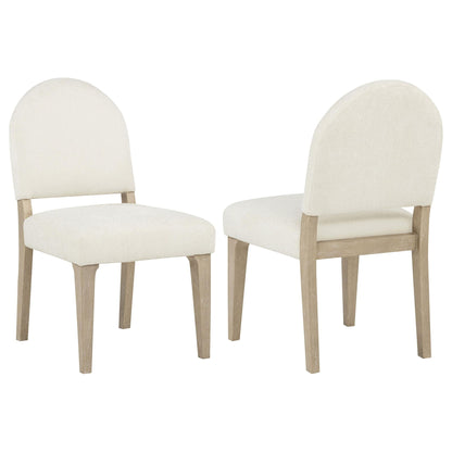 Lucaire Curved High Back Upholstered Dining Chair Cream (Set of 2)