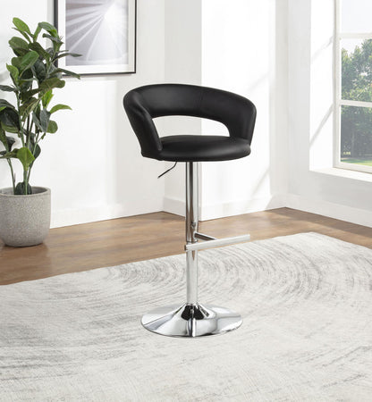 Travia Adjustable Leatherette Swivel Bar Stool Black and Chrome
