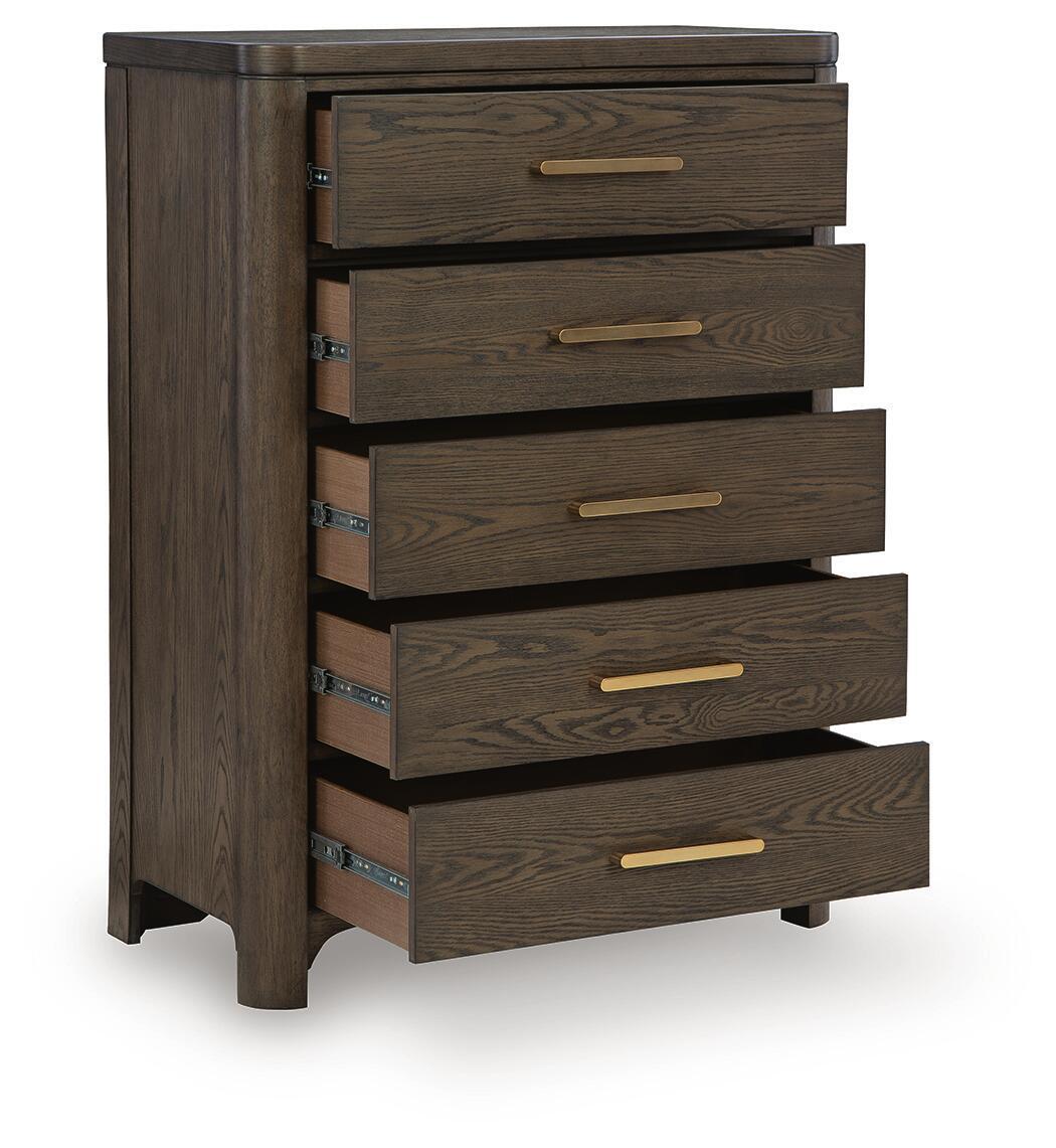 Radkin - Five Drawer Chest - Burnished Brown