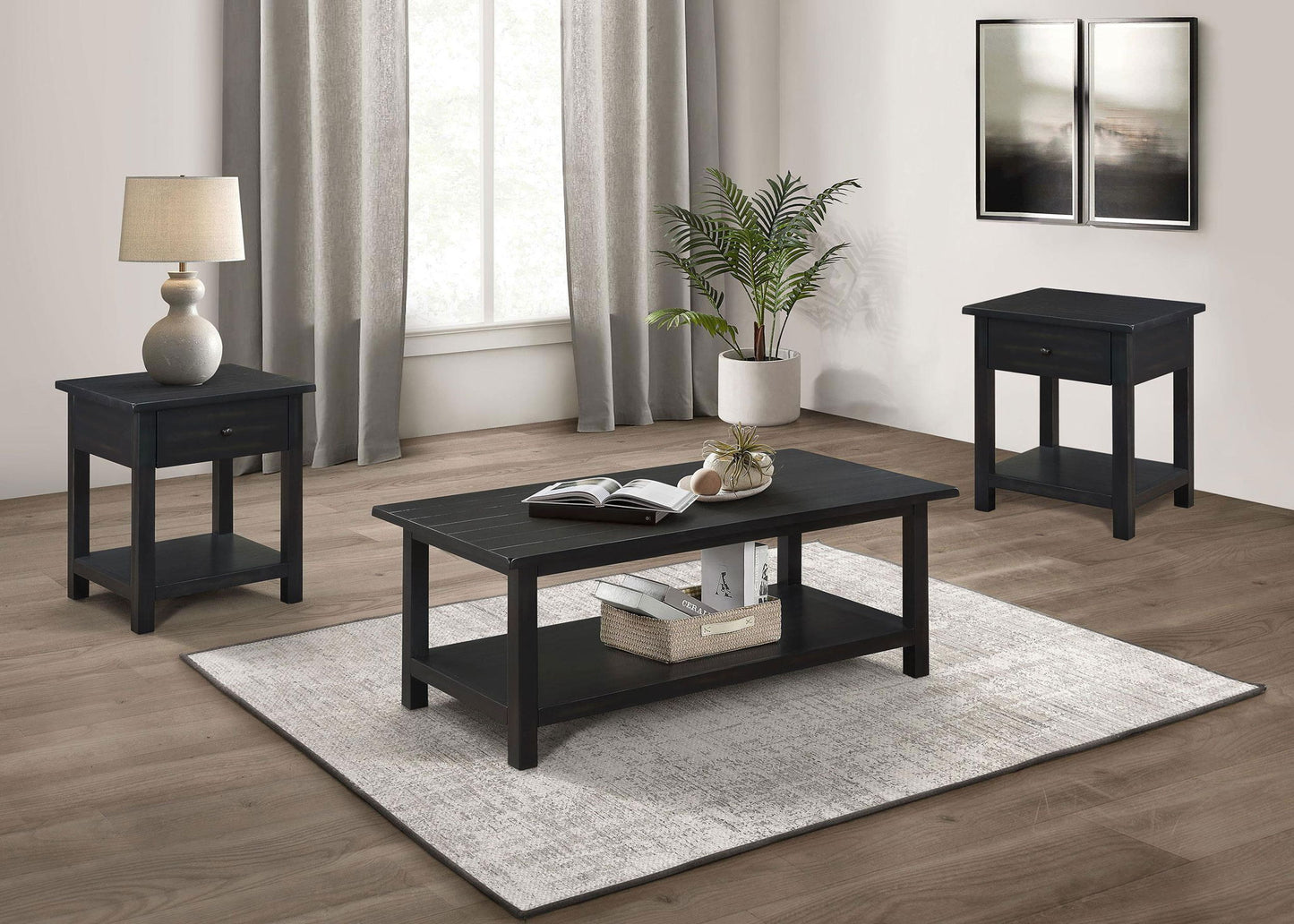 Payne 3-piece Coffee and 1-drawer End Table Set Java