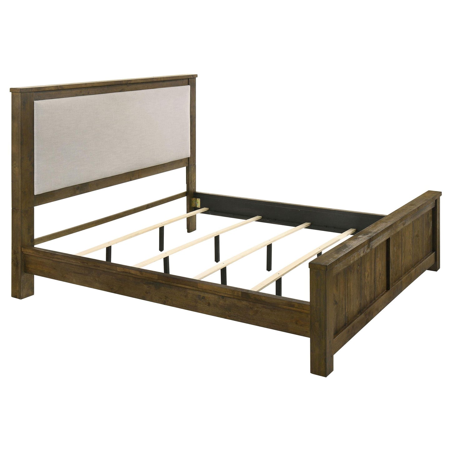 Doherty Eastern King Linen Upholstered Panel Bed Rustic Brown