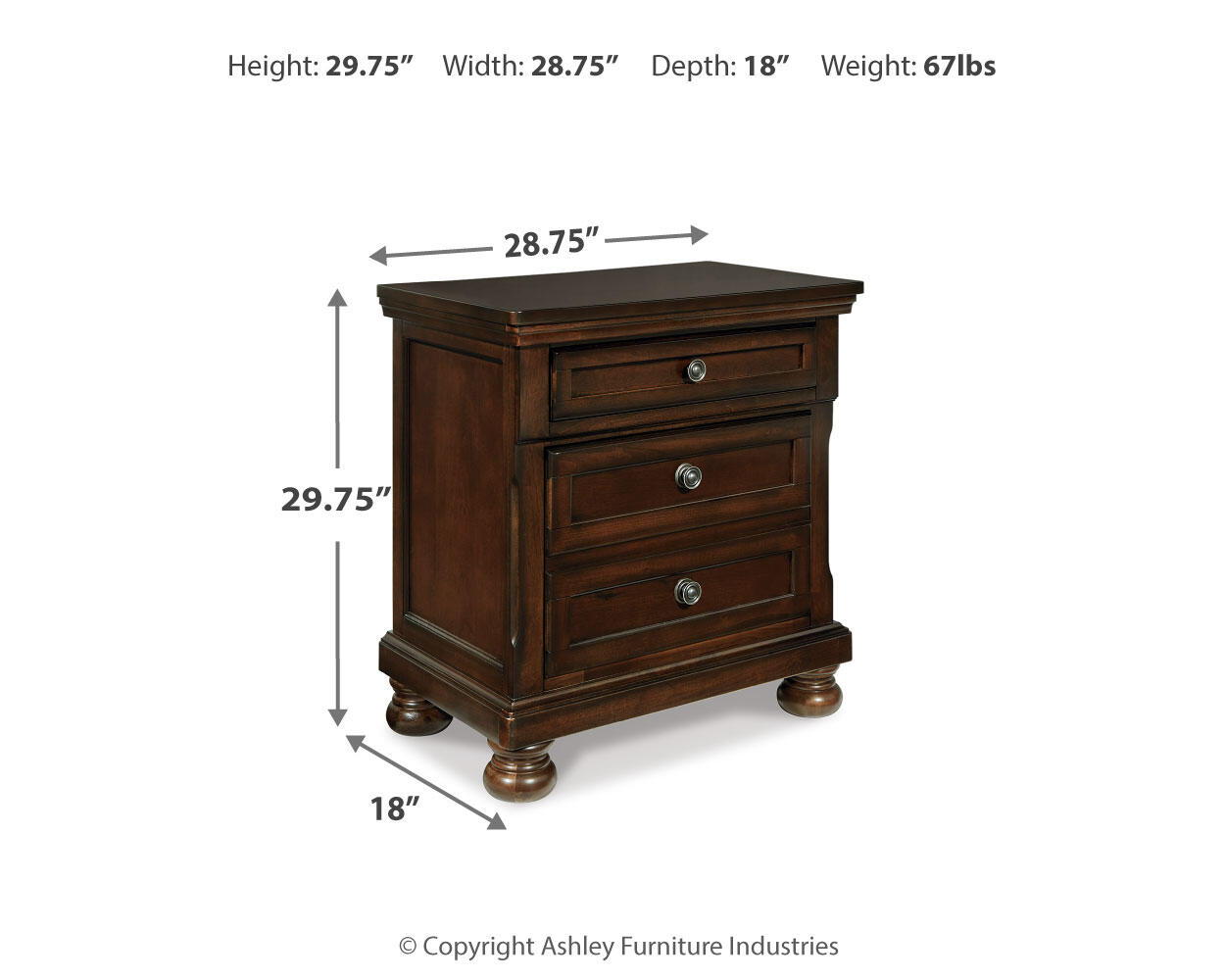 Porter - Two Drawer Night Stand - Dark Brown