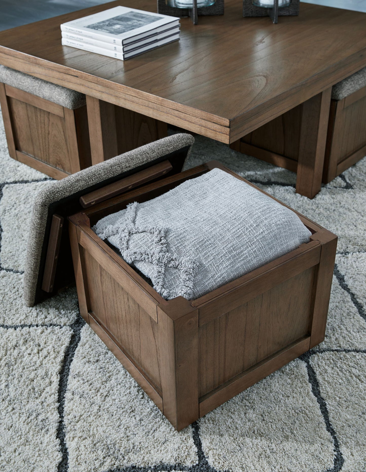 Boardernest - Cocktail Table With 4 Stools (Set of 5) - Brown
