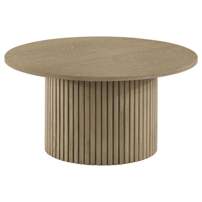 Hamlyn Round Fluted Occasional Cocktail Coffee Table Natural Oak