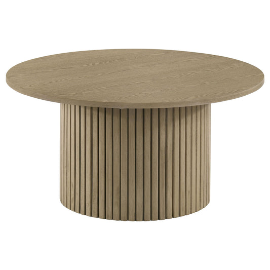Hamlyn Round Fluted Occasional Cocktail Coffee Table Natural Oak